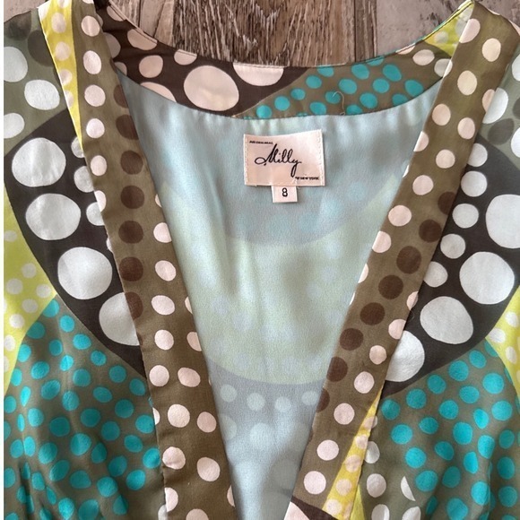 Milly Womens Y2K Mini Dress Retro 60's Style Geometric Polka Dot Mod 100% Silk 8 - Picture 11 of 11